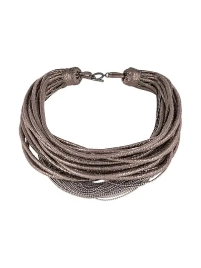 BRUNELLO CUCINELLI 珠链环绕项链 - 灰色