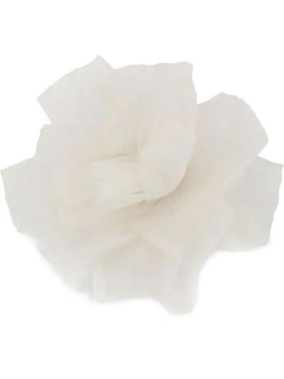 Shop Fabiana Filippi Flower Brooch - White