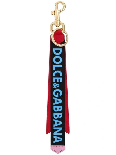 Shop Dolce & Gabbana Logo Print Keyring In Red