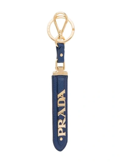 Shop Prada Logo Plaque Key Trick In Blue