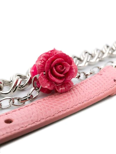 Shop Dolce & Gabbana Chain Floral Belt In Metallic