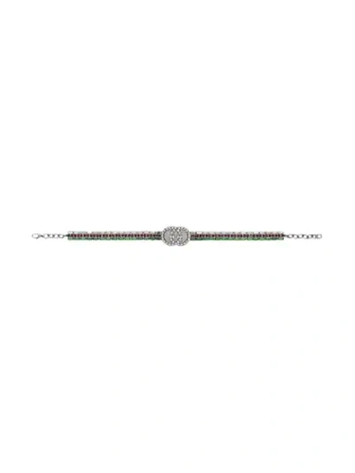 Shop Gucci Crystal Web Choker In Metallic