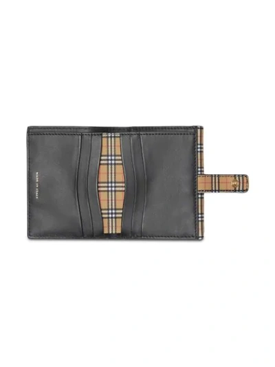 Shop Burberry Small Scale Check And Leather Folding Wallet In Black