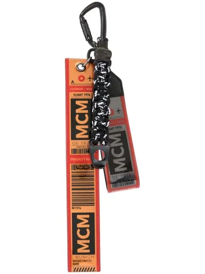 Shop Mcm Logo Plaque Keychain In High Red