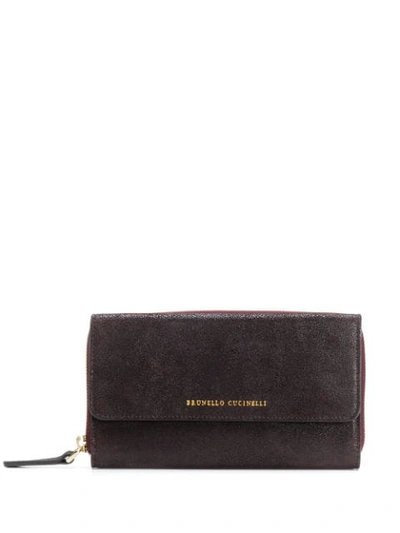 Shop Brunello Cucinelli Textured Wallet In Brown