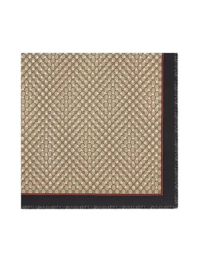 Shop Gucci Gg Bees Motif Scarf In Neutrals