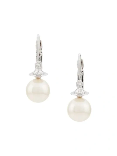 Shop Vivienne Westwood Broken Pearl Earrings In Silver