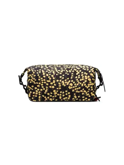 Shop Ganni Black And Yellow Azalea Floral Print Pouch