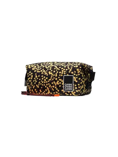 GANNI BLACK AND YELLOW AZALEA FLORAL PRINT POUCH - 黑色