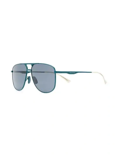 Shop Gucci Aviator Sunglasses In Green
