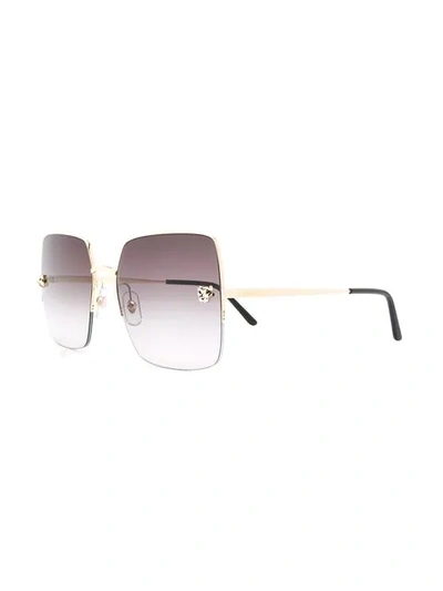 Shop Cartier Panthere Oversized Square Sunglasses In Gold