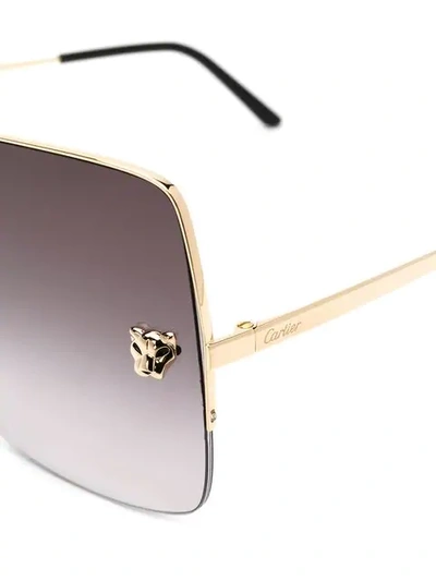 CARTIER PANTHERE OVERSIZED SQUARE SUNGLASSES - 金色