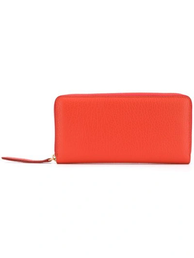 Shop Maison Margiela Textured Zip Around Wallet In Orange