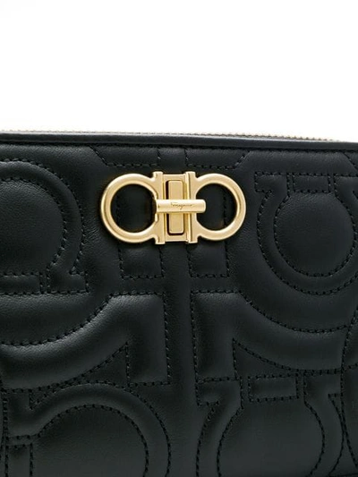 Shop Ferragamo Gancini Quilted Chain Wallet In 001 Nero