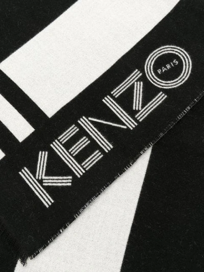 Shop Kenzo Striped Scarf In Black