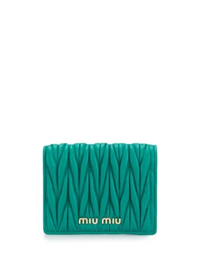 Shop Miu Miu Matelassé Wallet In Green