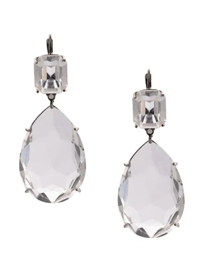 Shop Alexander Mcqueen Clear Crystal Droplet Earrings In White