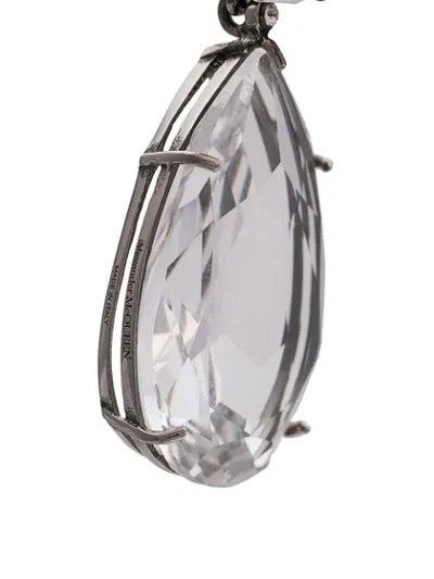 Shop Alexander Mcqueen Clear Crystal Droplet Earrings In White