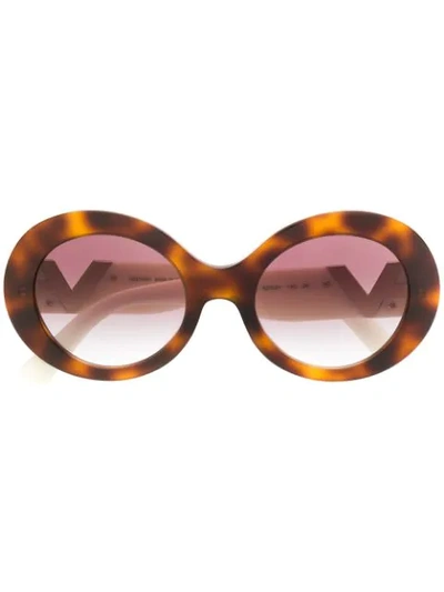 Shop Valentino V Logo Round Sunglasses In 5011/8h