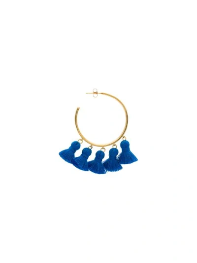 Shop Marte Frisnes Gold Metallic And Blue Raquel Sterling Silver Tassel Hoop Earrings
