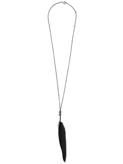 Shop Ann Demeulemeester Feather Necklace In Black