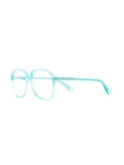 Shop Gucci Clear Oversized Glasses In Blue