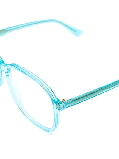 Shop Gucci Clear Oversized Glasses In Blue