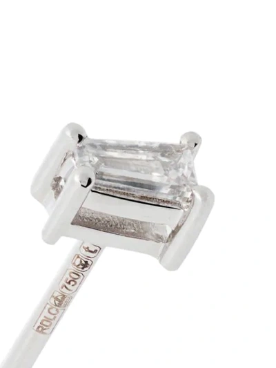 ROSA DE LA CRUZ 白金长方形钻石单只耳环 - 金属色