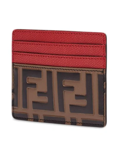 Shop Fendi Ff Logo Cardholder In Brown