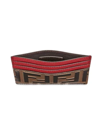 Shop Fendi Ff Logo Cardholder In Brown