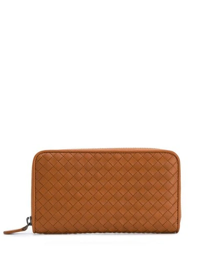 Shop Bottega Veneta Classic Zip-around Wallet In Brown