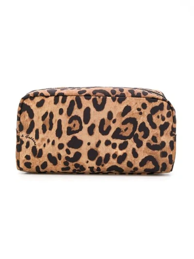 Shop Dolce & Gabbana Leopard Print Make-up Bag In Brown