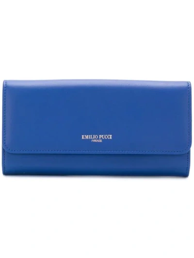 Shop Emilio Pucci Elongated Flap Wallet - Blue