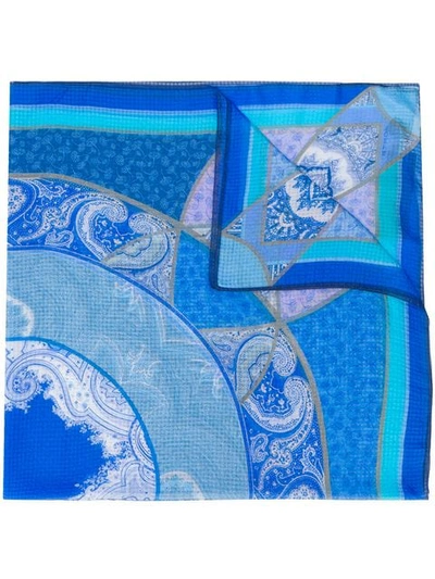 Shop Etro Printed Scarf - Blue