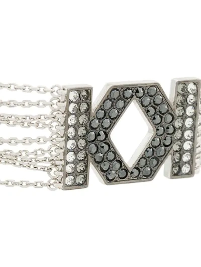 Shop Karl Lagerfeld K Fringe Choker Necklace In Silver