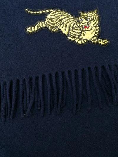 Jumping Tiger刺绣羊毛围巾