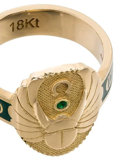Shop Foundrae Protection Diamond And Emerald Ring In Gold/green
