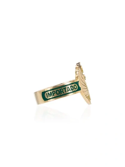 Shop Foundrae Protection Diamond And Emerald Ring In Gold/green