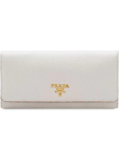 Shop Prada Logo Continental Wallet In White