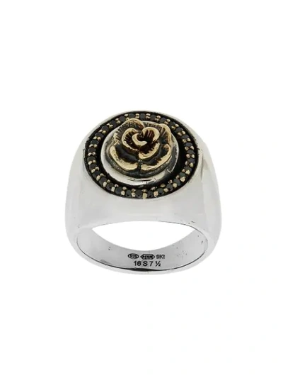 Shop Ugo Cacciatori Rose Detail Ring In Metallic