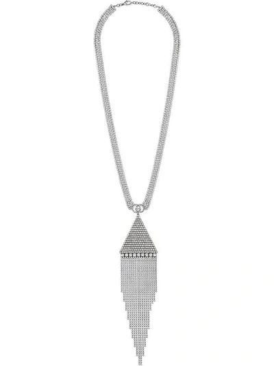 Shop Gucci Crystal Necklace With Pendant In Metallic