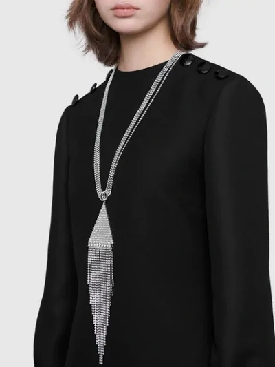 Shop Gucci Crystal Necklace With Pendant In Metallic