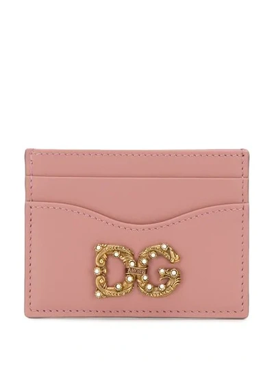 Shop Dolce & Gabbana Logo Plaque Cardholder In Pink