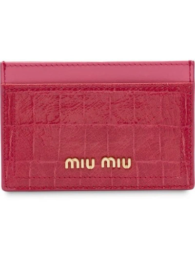 Shop Miu Miu Madras Credit Card Holder In Pink
