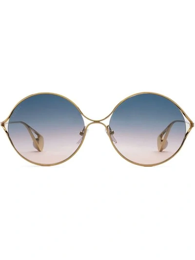 Shop Gucci Round-frame Sunglasses In Metallic