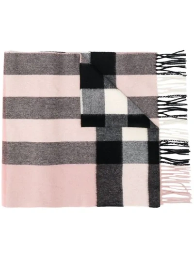 Shop Burberry Cashmere Check Scarf - Pink