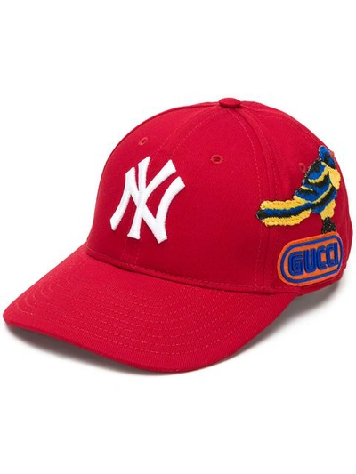 Shop Gucci Ny Yankees Baseball Cap In Red