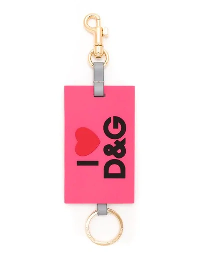 Shop Dolce & Gabbana Logo Keyring In Pink