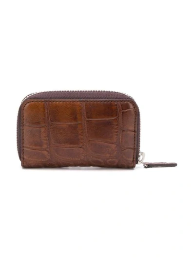 Shop Gucci Zip Around Coin Purse In Brown