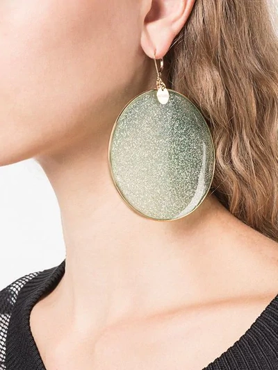 Shop Missoni Glitter Disc Earrings In Green